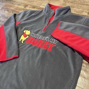 The Disney Store Winnie the Pooh 1/4 Zip Sweatshirt Large Where's My Honey READ